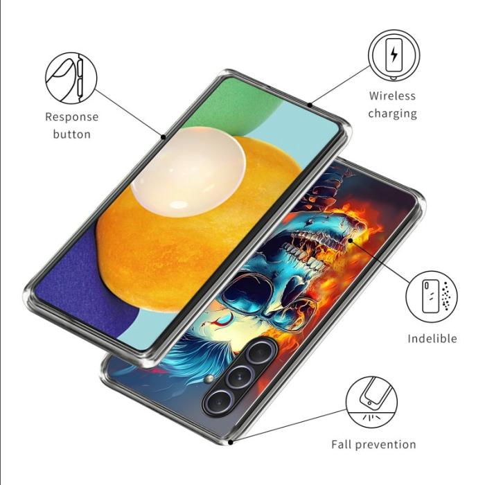 OEM - Samsung Galaxy A55 5G Skal Mönstertryckt Stötskydd TPU - Flame Skull