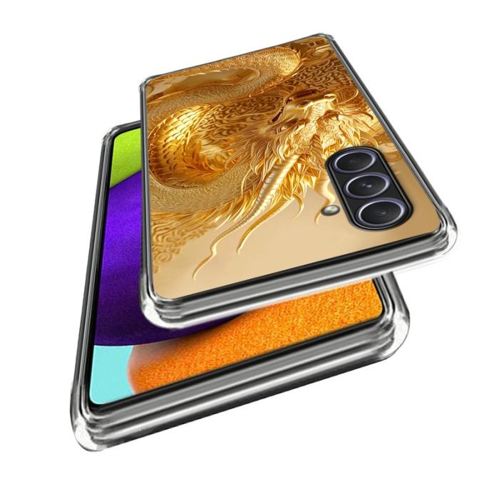 OEM - Samsung Galaxy A55 5G Skal Mönstertryckt Stöttålig TPU - Guld Drakmönster
