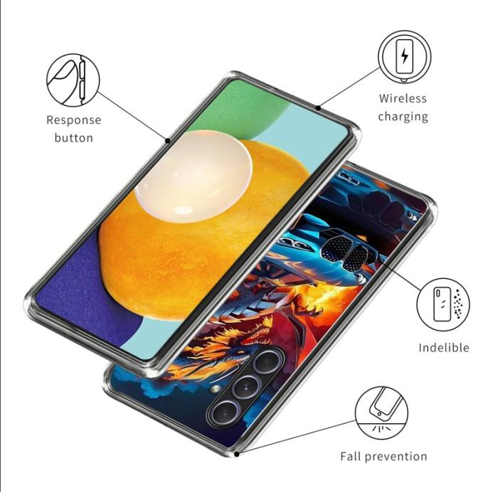 OEM - Samsung Galaxy A55 5G Skal Mönstertryckt Stöttålig TPU - Sportbil och Draken