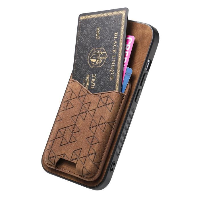 OEM - Samsung Galaxy A55 5G Mobilskal Mönstrad Mobilskal Äkta Läder - Brun