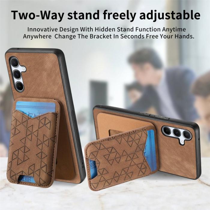 OEM - Samsung Galaxy A55 5G Mobilskal Mönstrad Mobilskal Äkta Läder - Brun