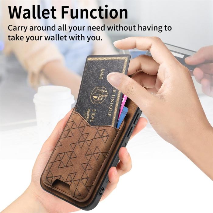 OEM - Samsung Galaxy A55 5G Mobilskal Mönstrad Mobilskal Äkta Läder - Brun