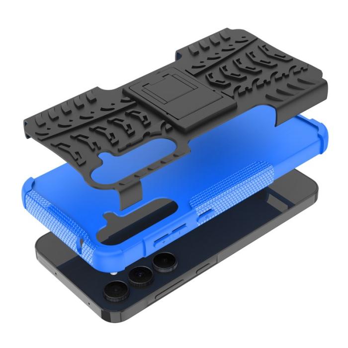 OEM - Samsung Galaxy A55 5G Skal PC+TPU Ställfunktion Cool Däckmönster - Blå