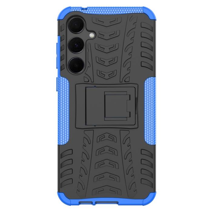 OEM - Samsung Galaxy A55 5G Skal PC+TPU Ställfunktion Cool Däckmönster - Blå