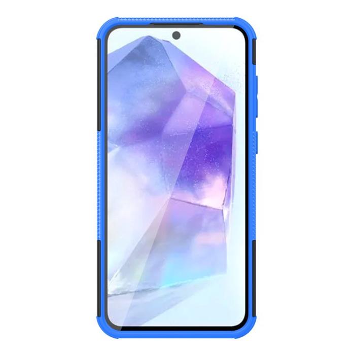 OEM - Samsung Galaxy A55 5G Skal PC+TPU Ställfunktion Cool Däckmönster - Blå