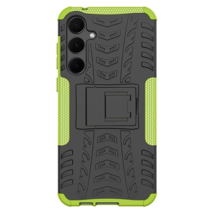 OEM - Samsung Galaxy A55 5G Skal PC+TPU Ställfunktion Cool Däckmönster - Grön