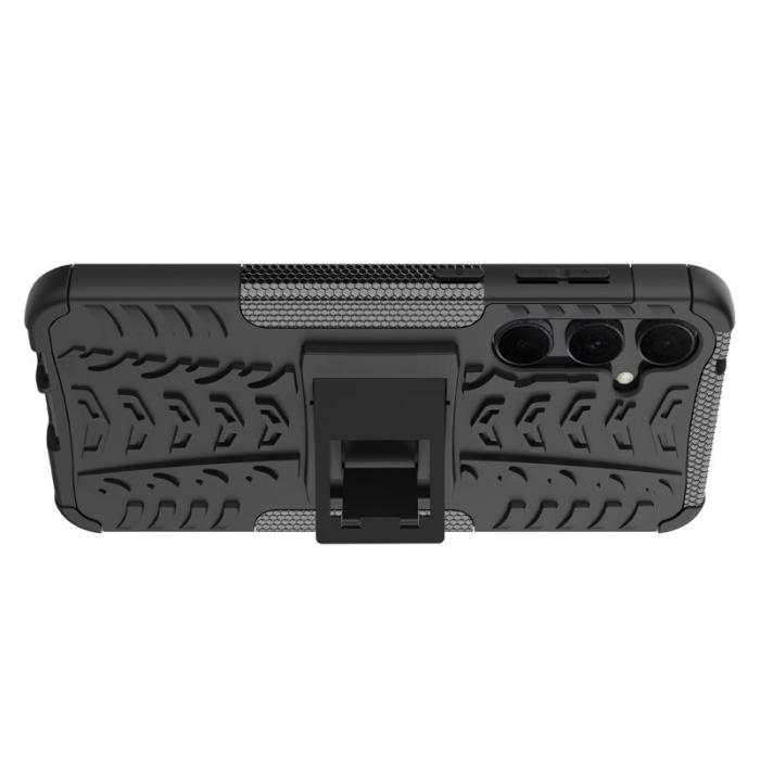 OEM - Samsung Galaxy A55 5G Skal PC+TPU Ställfunktion Cool Däckmönster - Svart