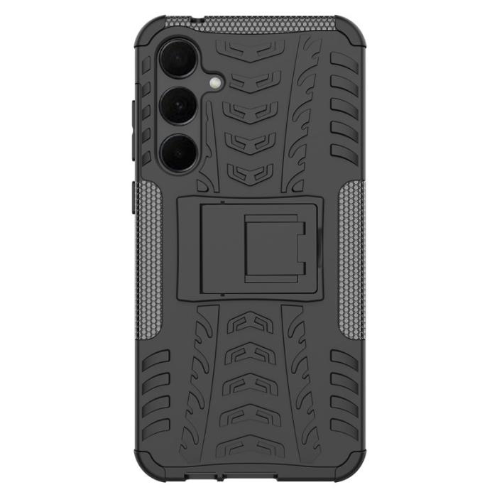 OEM - Samsung Galaxy A55 5G Skal PC+TPU Ställfunktion Cool Däckmönster - Svart