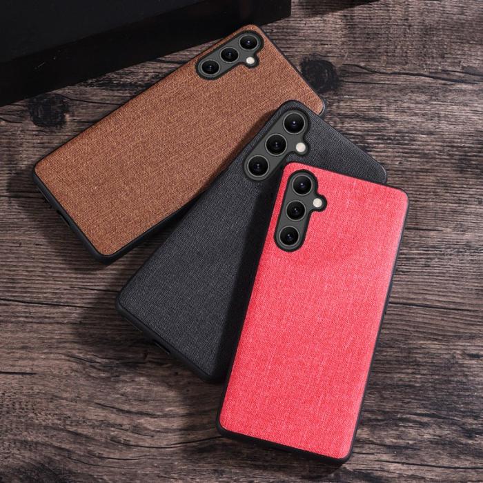 OEM - Samsung Galaxy A55 5G Skal PC+Tyger Stötsäker Mobilskydd - Brun