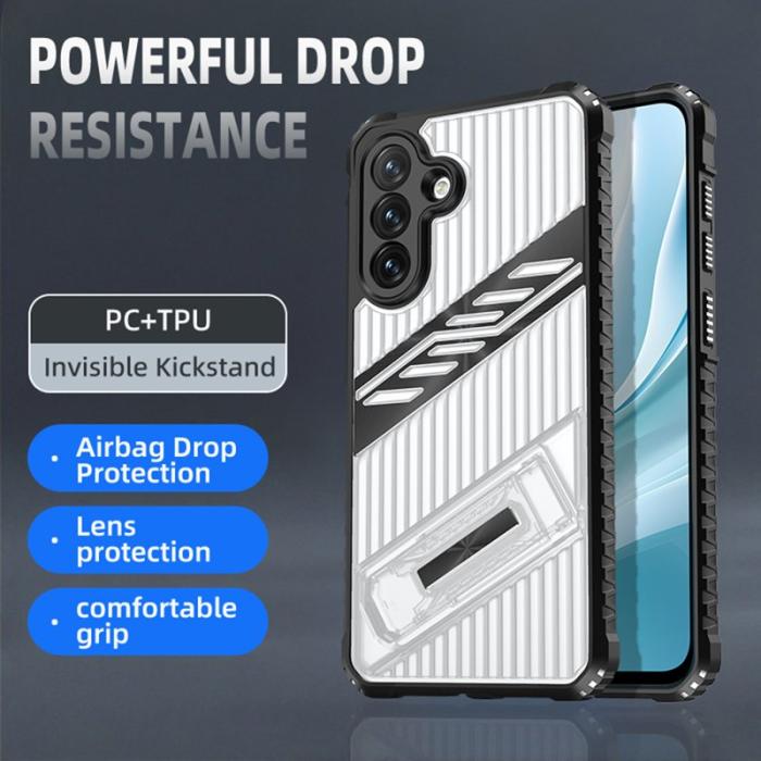 OEM - Samsung Galaxy A55 5G Skal Plast Fällbart Ställ - Svart