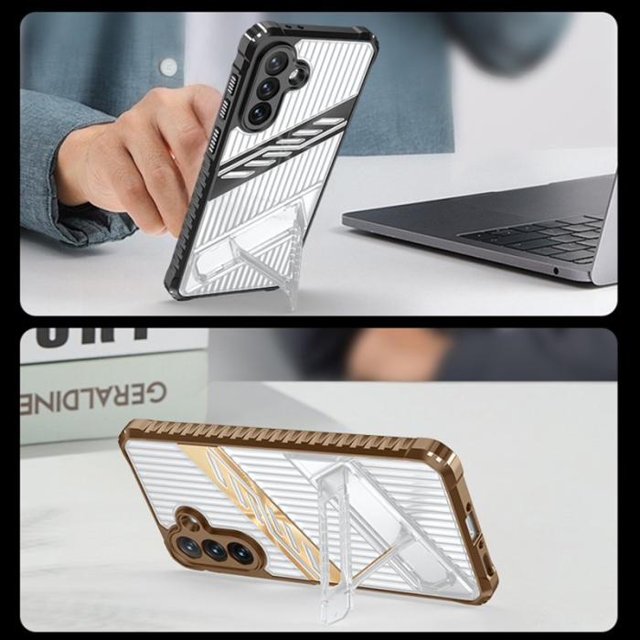 OEM - Samsung Galaxy A55 5G Skal Plast Fällbart Ställ - Svart