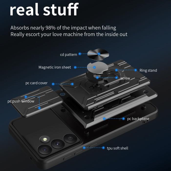 OEM - Samsung Galaxy A55 5G Skal Plast Kickstand Bakcover - Titan Grå