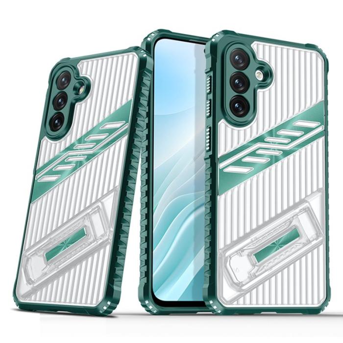 OEM - Samsung Galaxy A55 5G Skal Plast Kickstand - Mörkgrön