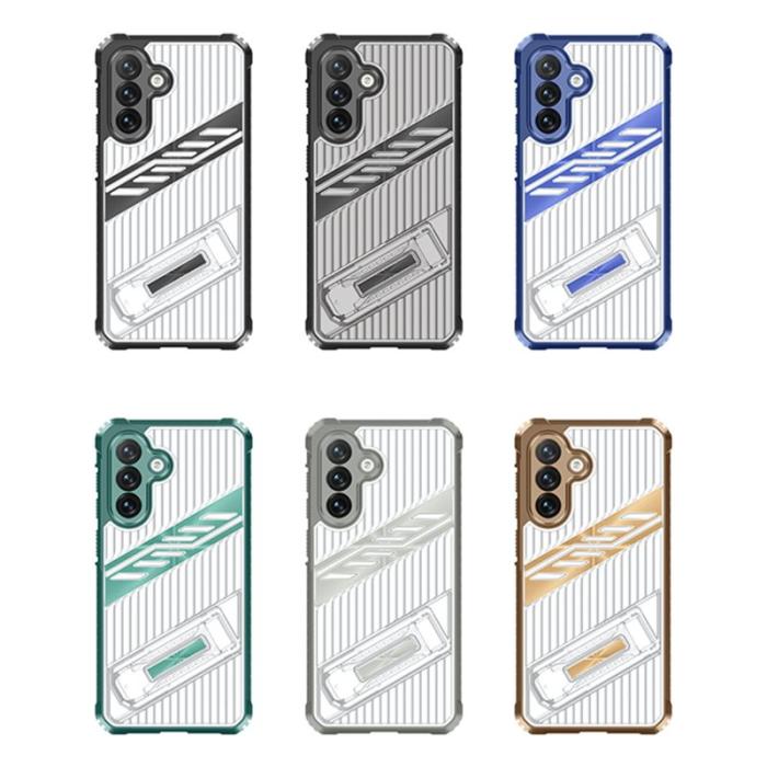 OEM - Samsung Galaxy A55 5G Skal Plast Kickstand - Mörkgrön