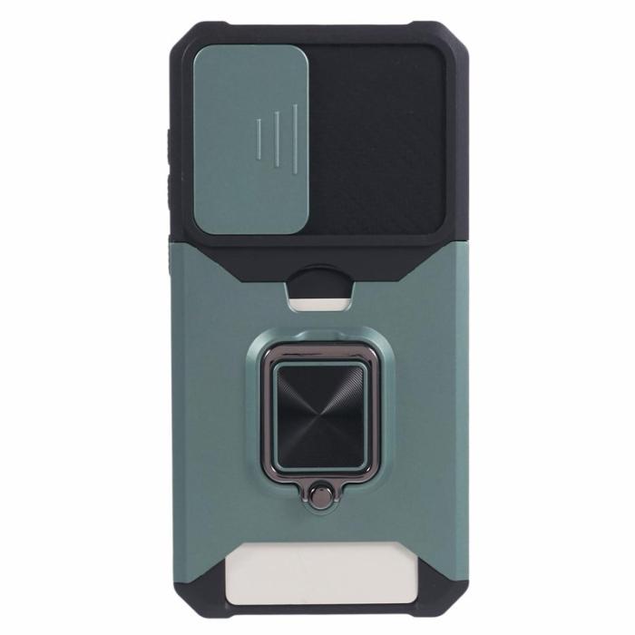 OEM - Samsung Galaxy A55 5G Skal Plast Kortfodral Ställ - Svartgrön