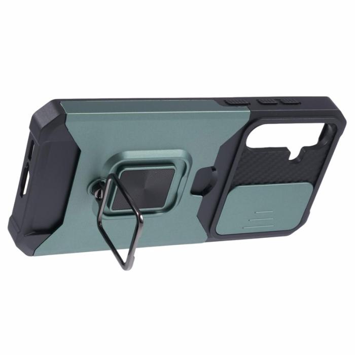 OEM - Samsung Galaxy A55 5G Skal Plast Kortfodral Ställ - Svartgrön