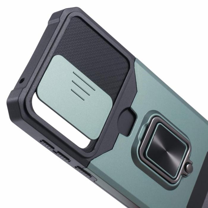 OEM - Samsung Galaxy A55 5G Skal Plast Kortfodral Ställ - Svartgrön