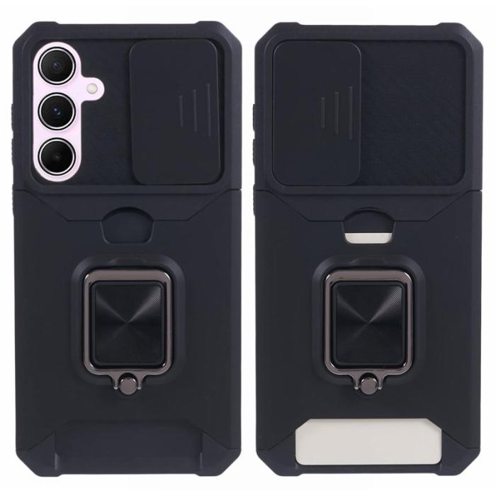 OEM - Samsung Galaxy A55 5G Skal Plast Kortfodral Ställning - Svart