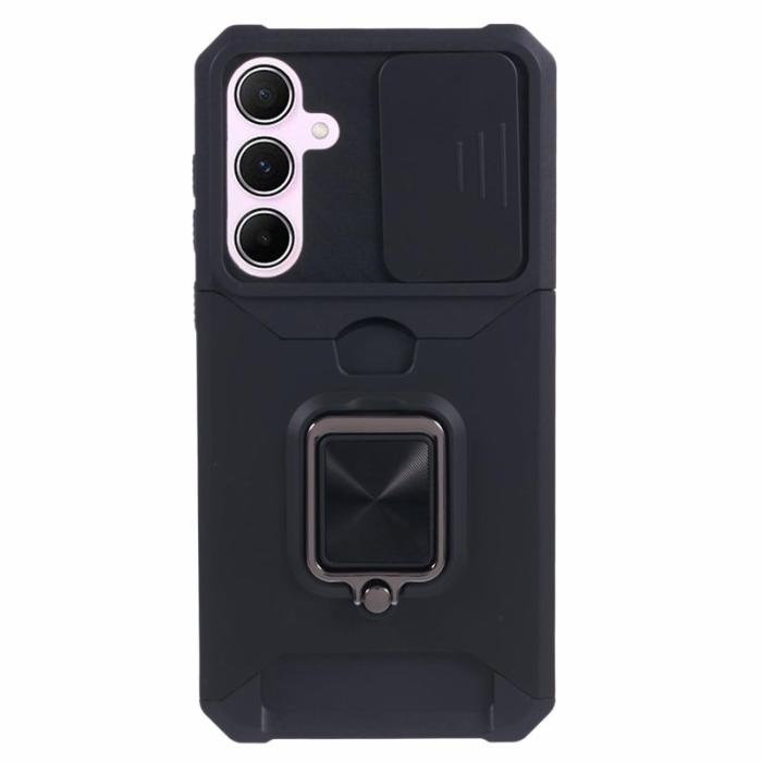 OEM - Samsung Galaxy A55 5G Skal Plast Kortfodral Ställning - Svart