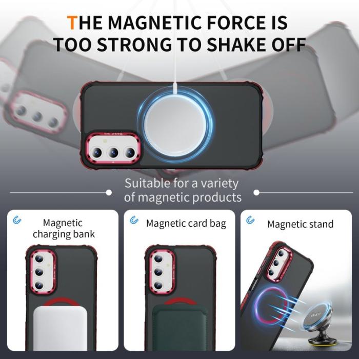 OEM - Samsung Galaxy A55 5G Skal Plast Matt Baksida Magnetisk - Röd