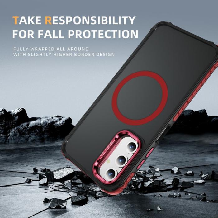 OEM - Samsung Galaxy A55 5G Skal Plast Matt Baksida Magnetisk - Röd