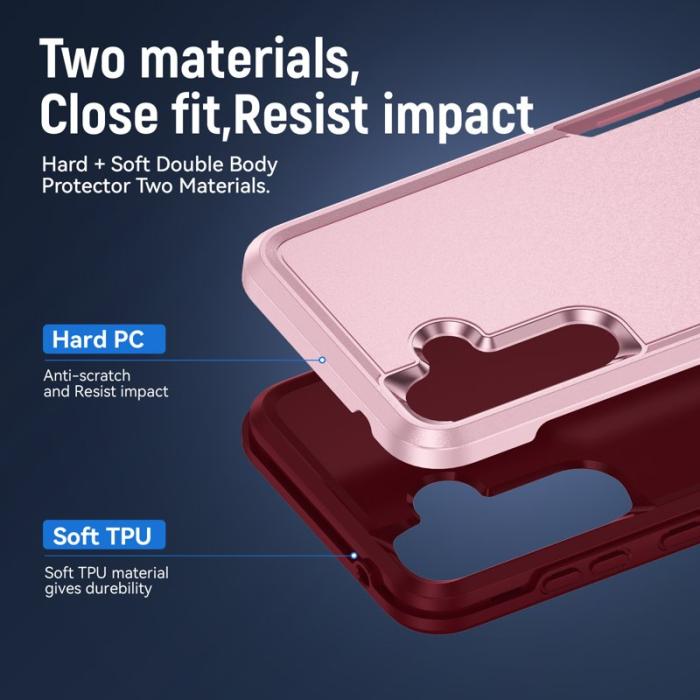 OEM - Samsung Galaxy A55 5G Skal Plast Militärklass Skydd - Rosa