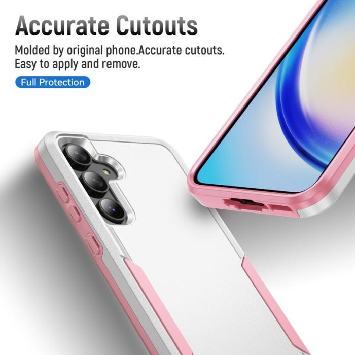 OEM - Samsung Galaxy A55 5G Skal Plast Militärklass Skydd - Vit/Pink