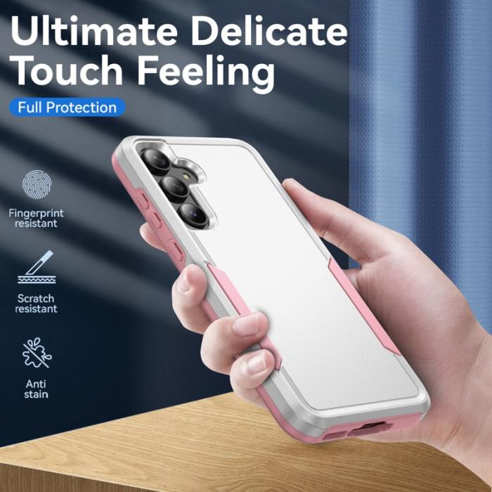 OEM - Samsung Galaxy A55 5G Skal Plast Militärklass Skydd - Vit/Pink