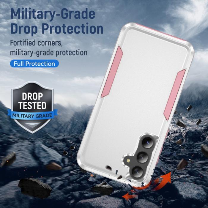OEM - Samsung Galaxy A55 5G Skal Plast Militärklass Skydd - Vit/Pink