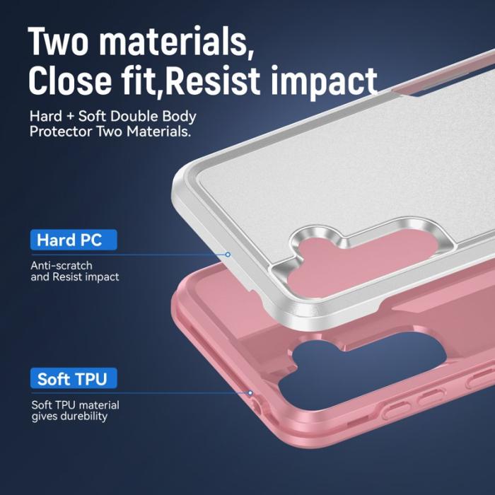 OEM - Samsung Galaxy A55 5G Skal Plast Militärklass Skydd - Vit/Pink