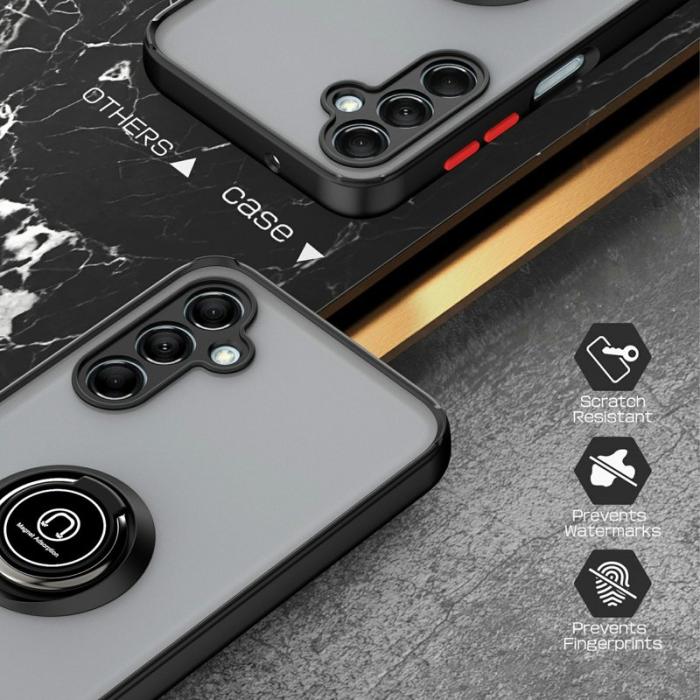 OEM - Samsung Galaxy A55 5G Skal Plast Ring Kickstand - Safir / Ljusblå