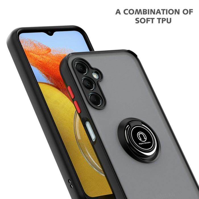 OEM - Samsung Galaxy A55 5G Skal Plast Ring Kickstand - Safir / Ljusblå