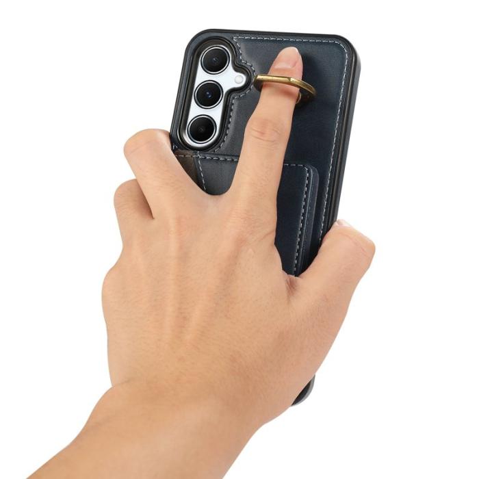 OEM - Samsung Galaxy A55 5G Mobilskal PU Läder Kickstand - Blå