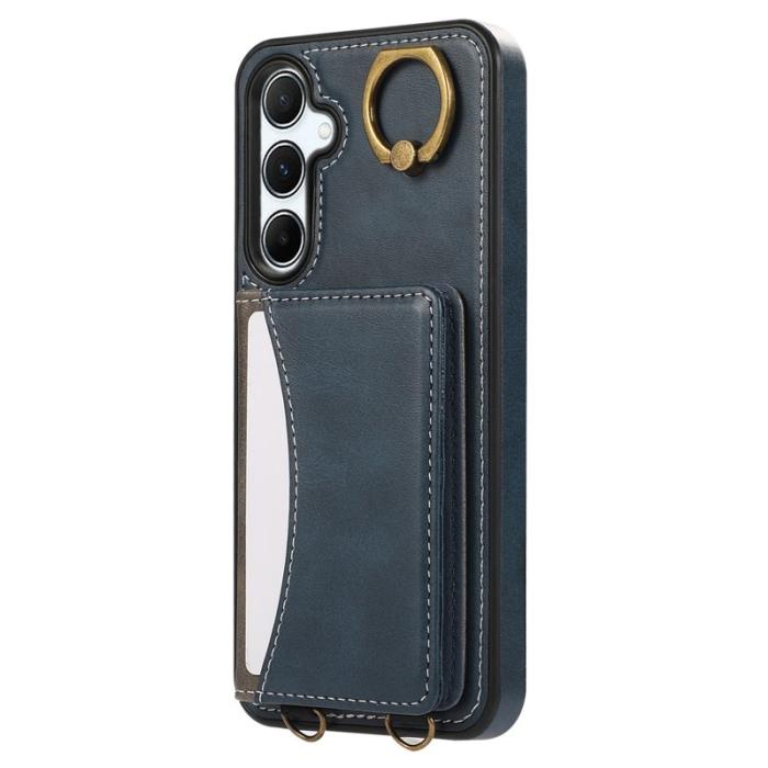 OEM - Samsung Galaxy A55 5G Mobilskal PU Läder Kickstand - Blå