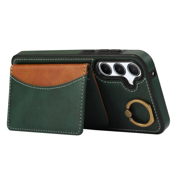 OEM - Samsung Galaxy A55 5G Mobilskal PU Läder Ställ - Grön