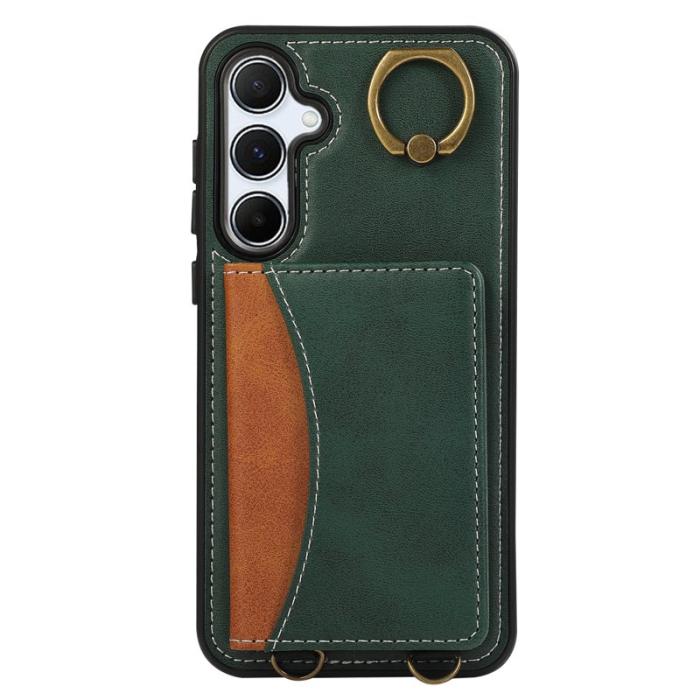 OEM - Samsung Galaxy A55 5G Mobilskal PU Läder Ställ - Grön