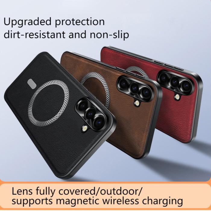 OEM - Samsung Galaxy A55 5G Skal PU Läder Skydd - Brun