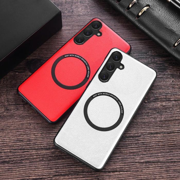 OEM - Samsung Galaxy A55 5G Skal PU Läder TPU Bakskal Magnetisk - Röd