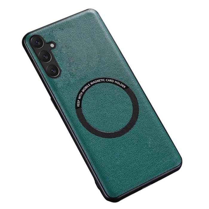 OEM - Samsung Galaxy A55 5G Skal PU Läder TPU Magnetisk - Grön