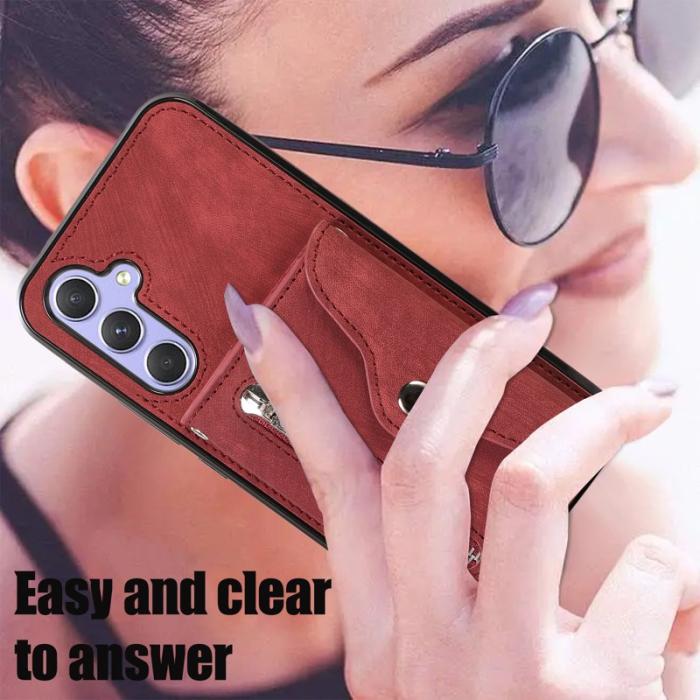 OEM - Samsung Galaxy A55 5G Skal PU Läder + TPU RFID Skydd - Röd