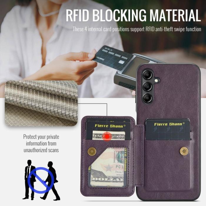 OEM - Samsung Galaxy A55 5G Skal PU Läder + TPU Skydd - Lila