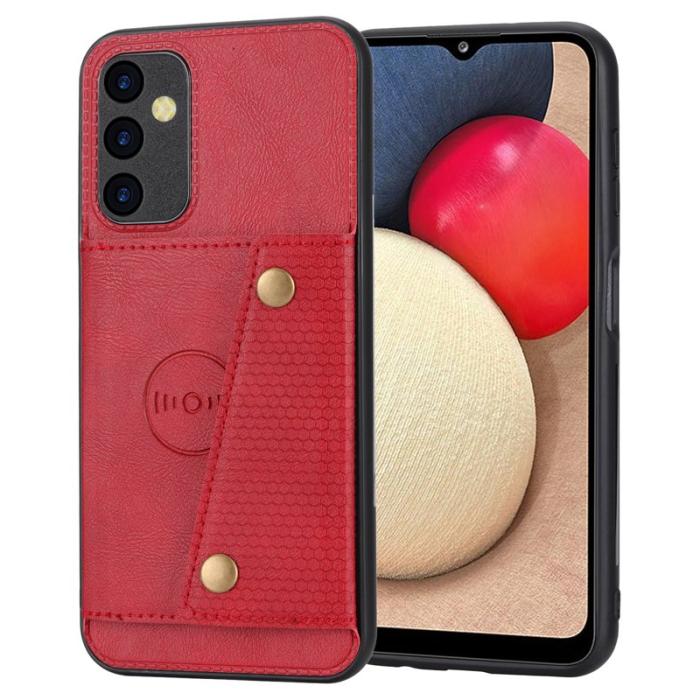 OEM - Samsung Galaxy A55 5G Skal PU Läder + TPU Ställ - Röd