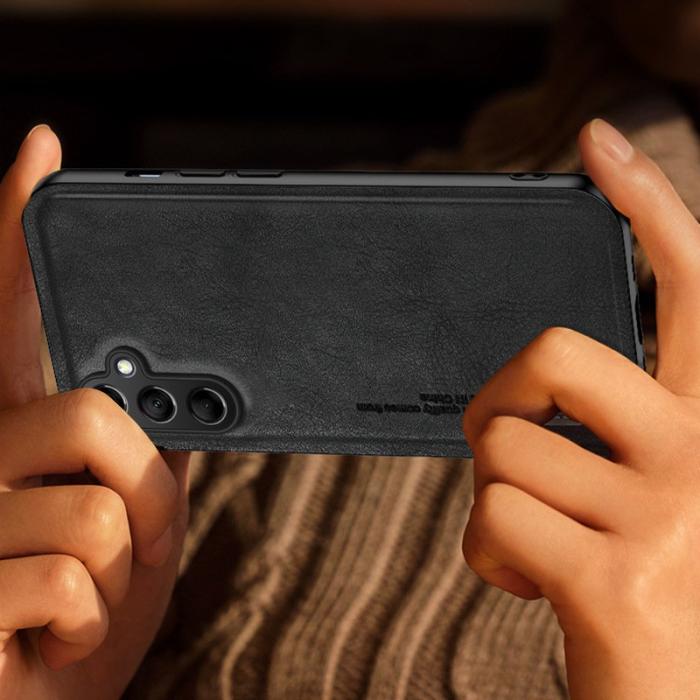 OEM - Samsung Galaxy A55 5G Skal PU Läder + TPU Stöd Magnetisk Bilhållare - Lila