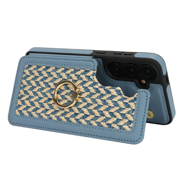 OEM - Samsung Galaxy A55 5G Skal PU+TPU Med Kortfack Ställ - Blå