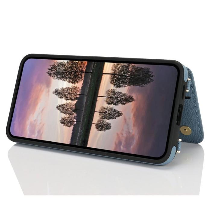 OEM - Samsung Galaxy A55 5G Skal PU+TPU Med Kortfack Ställ - Blå