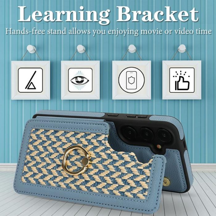 OEM - Samsung Galaxy A55 5G Skal PU+TPU Med Kortfack Ställ - Blå