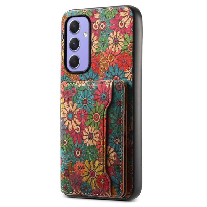 OEM - Mobilskal till Samsung Galaxy A55 5G PU+TPU+PC Blommönster - Grön
