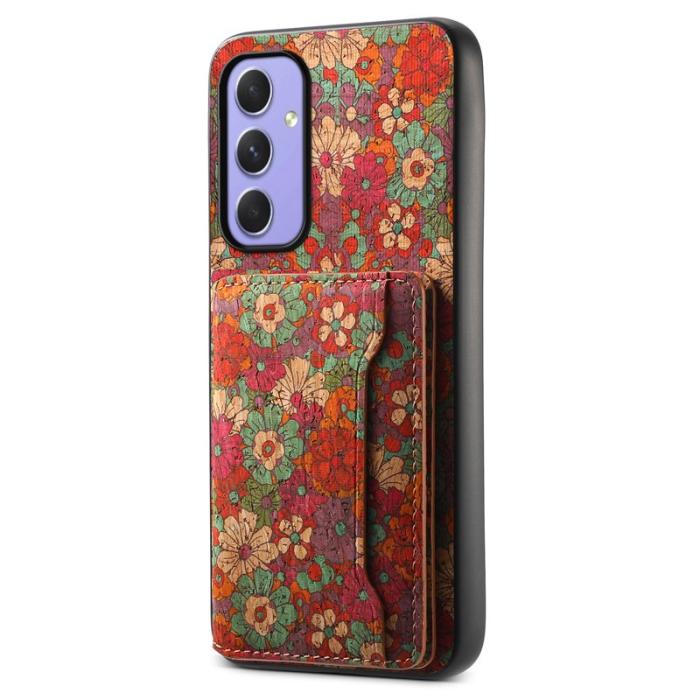 OEM - Samsung Galaxy A55 5G Skal PU+TPU+PC Blommönster - Röd