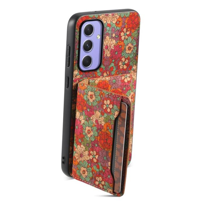 OEM - Samsung Galaxy A55 5G Skal PU+TPU+PC Blommönster - Röd