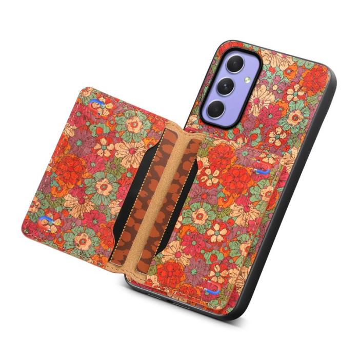 OEM - Samsung Galaxy A55 5G Skal PU+TPU+PC Blommönster - Röd